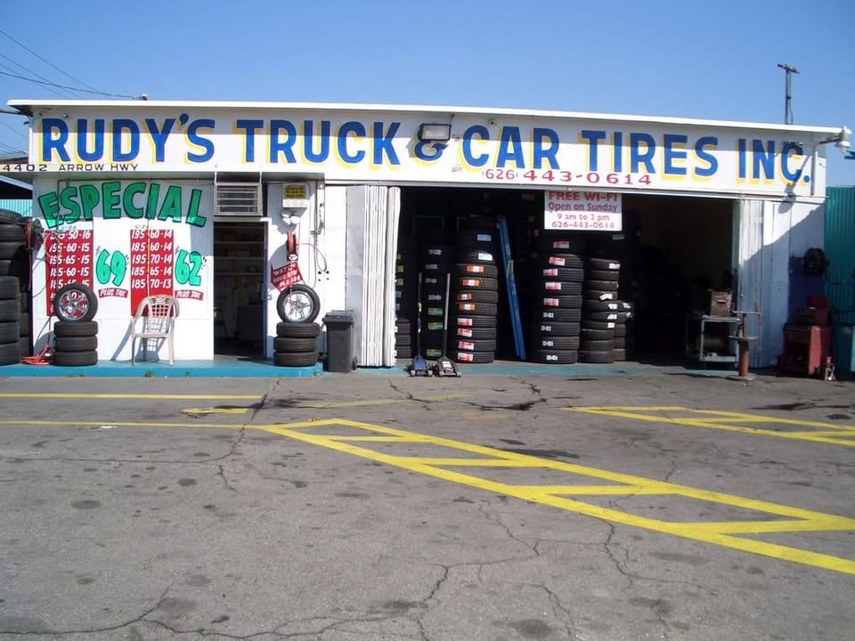 Rudy's Truck & Car Tires storefront on Arrow Hwy in Baldwin Park